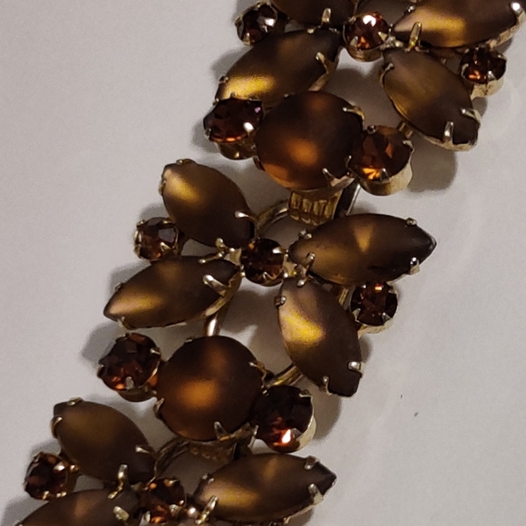 Vintage Confirmed Juliana Spectacular Glowing Frosted Topaz Silk Glass Bracelet - Picture 9 of 14